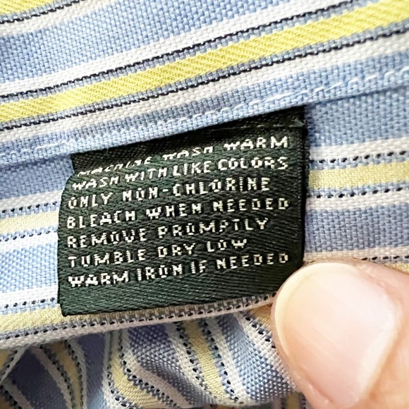 Lauren Ralph Lauren Button Down Up Shirt Non Iron L/S Blue & Yellow Striped - Picture 7 of 7